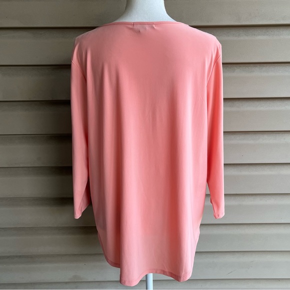 •ROZ & ALI•  Peach Three Quarter Sleeve Pullover Top - Size 1X - Picture 5 of 8